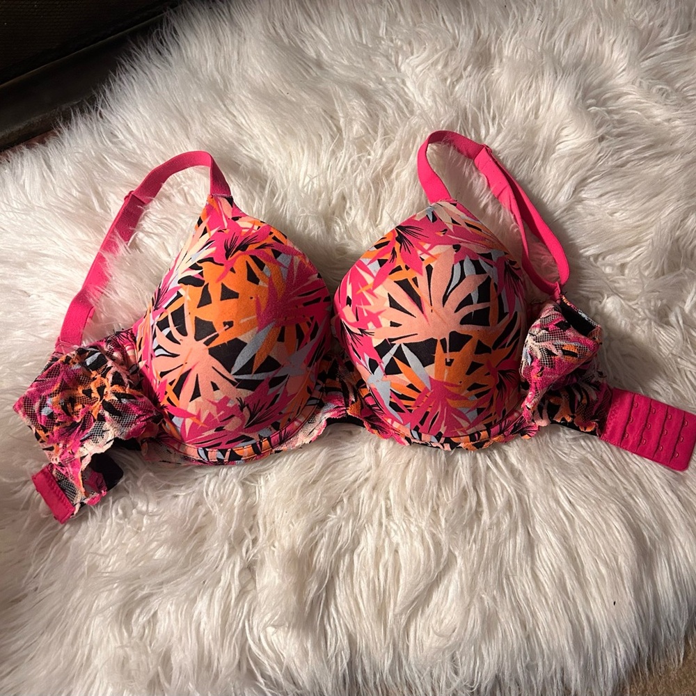 No Boundaries Flex Wire T-Shirt Bra Pink and Orange